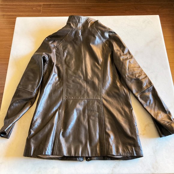 Danier vintage leather jacket / coat (dark brown / espresso), mid length women's - Picture 6 of 13
